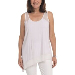 STELLA CARAKASI Asymetrical Sleeveless Tank Top Sheer Inserts Lavender / Pink S